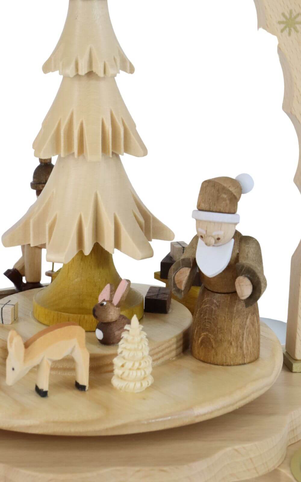 Weihnachtspyramide für Teelichte mit Bescherung, 27 cm, natur von Richard Glässer_2