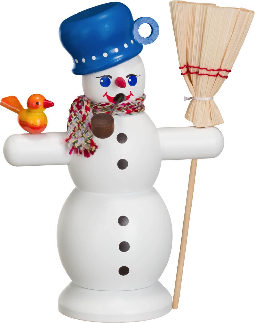 Räuchermännchen Schneemann mit Topf, 16 cm, farbig von Seiffener Volkskunst eG