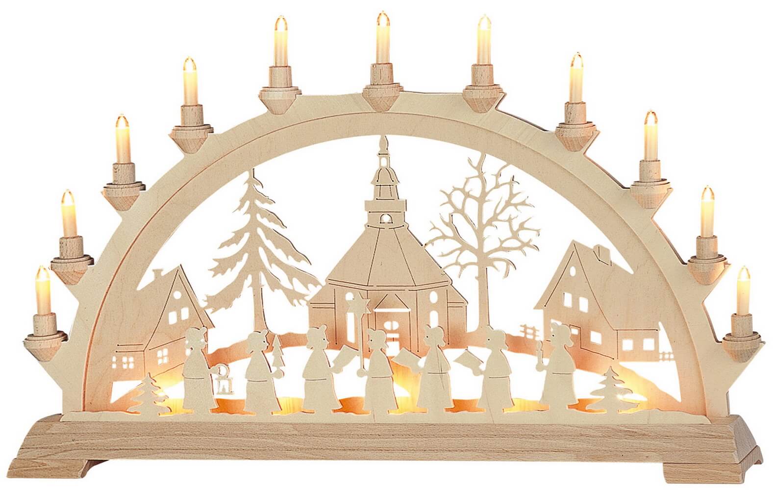 Schwibbogen Seiffner Kirche mit Kurrende, 84 cm von KWO