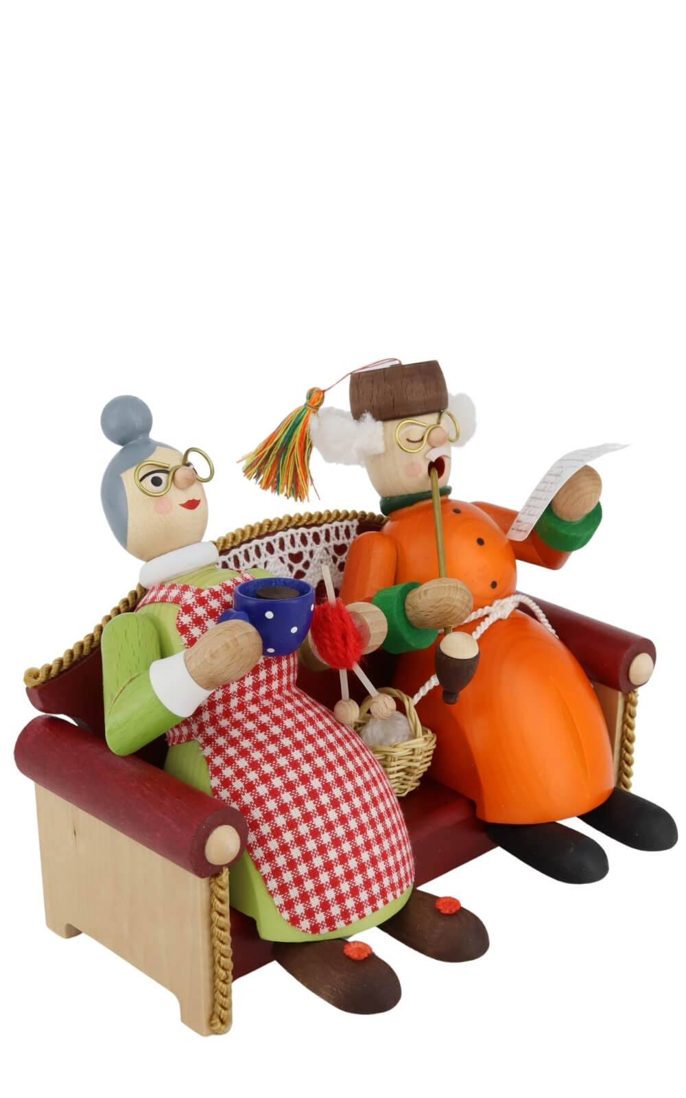 Räuchermännchen Oma und Opa auf dem Sofa von Richard Glässer_2
