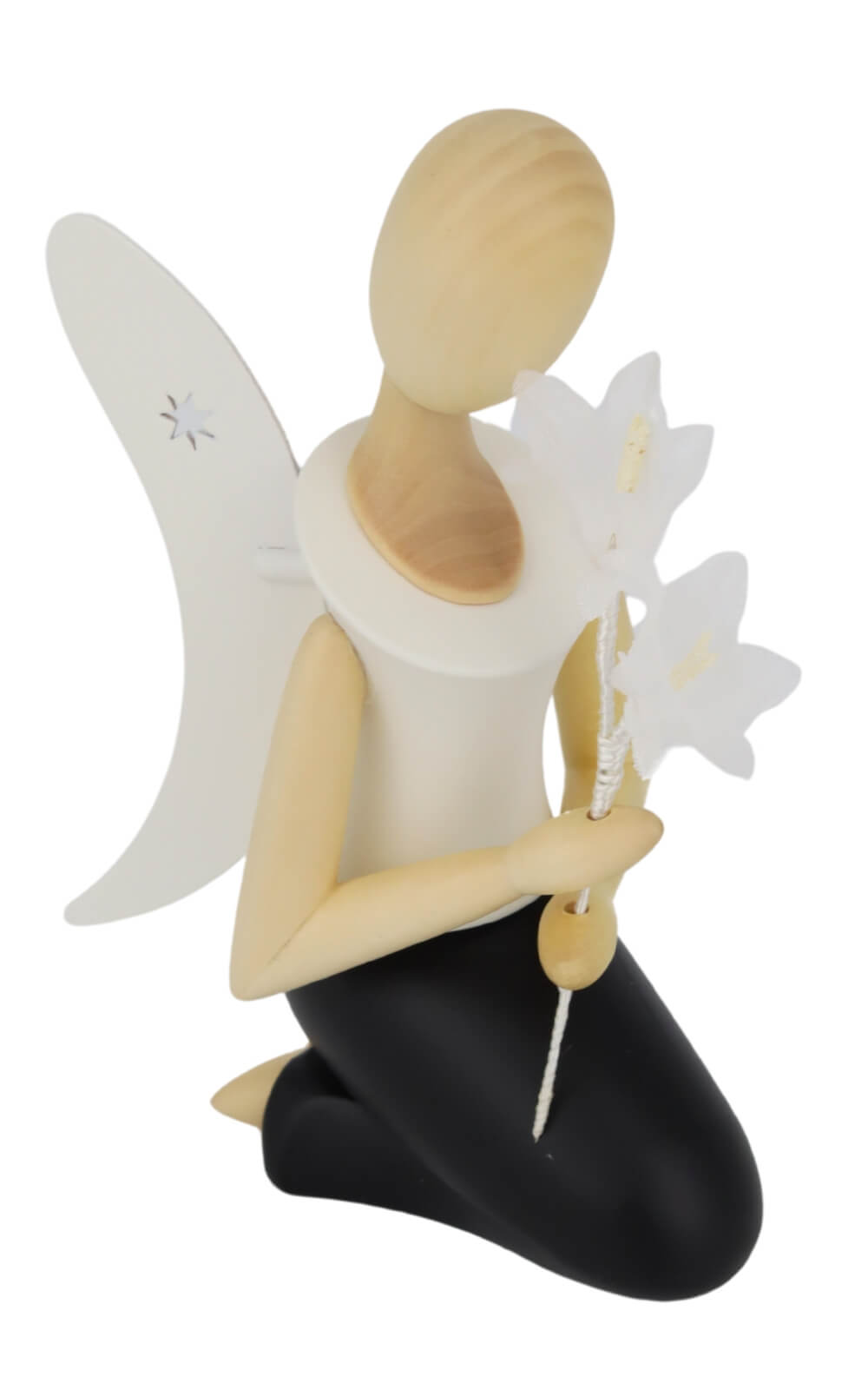 Engel - Sternkopf mit Glockenblume, knieend, 25 cm von Holzkunst Gahlenz