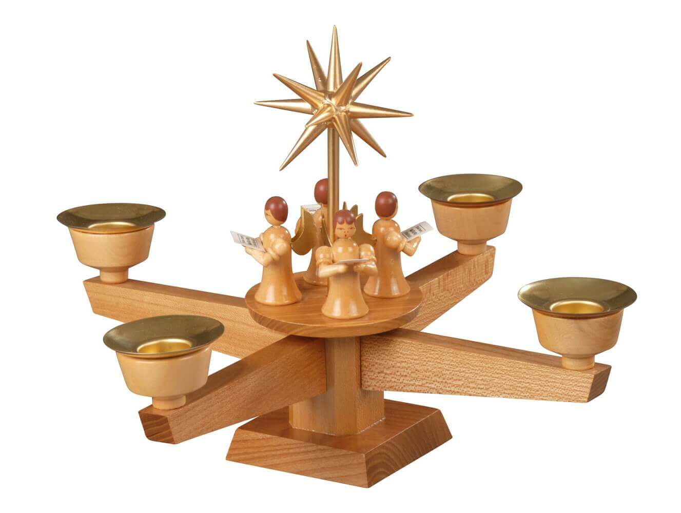 Adventsleuchter mit Engel und Stern, natur von Albin Preißler