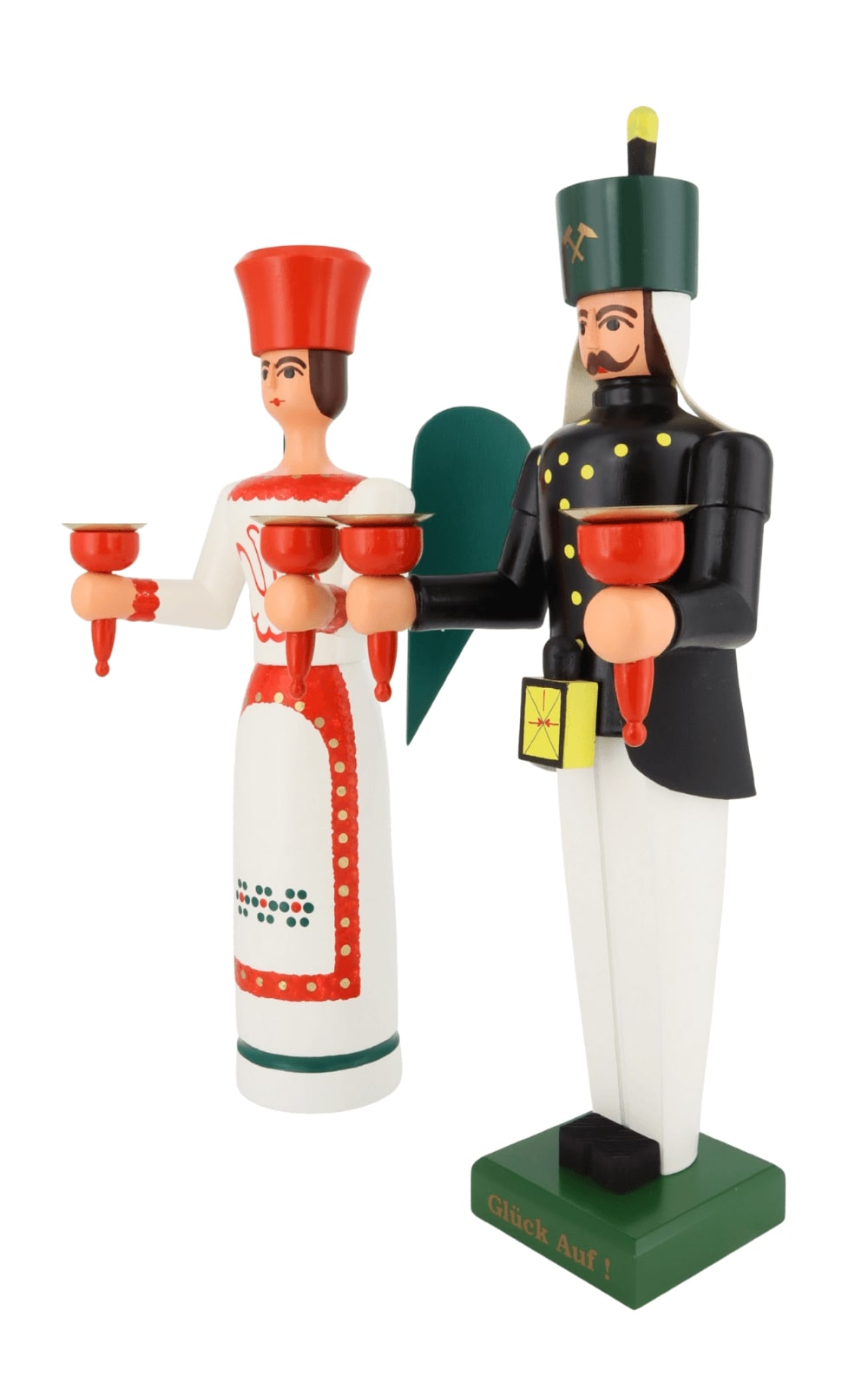 Engel und Bergmann, 38 cm, farbig für Wachskerzen von SEIFFEN.COM