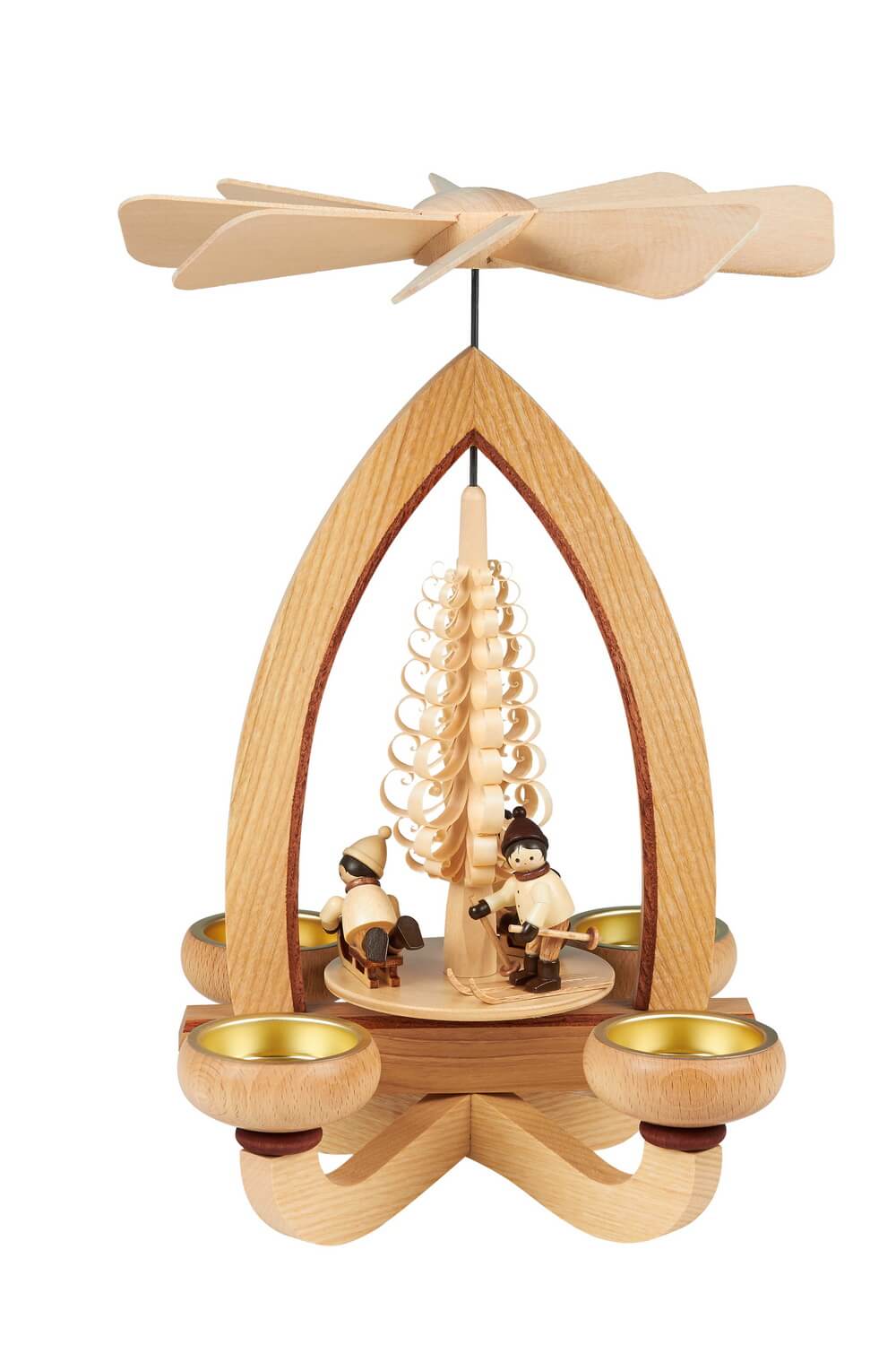 Weihnachtspyramide mit Winterkinder für Teelichte, 28 cm von Heinz Lorenz_Bild1
