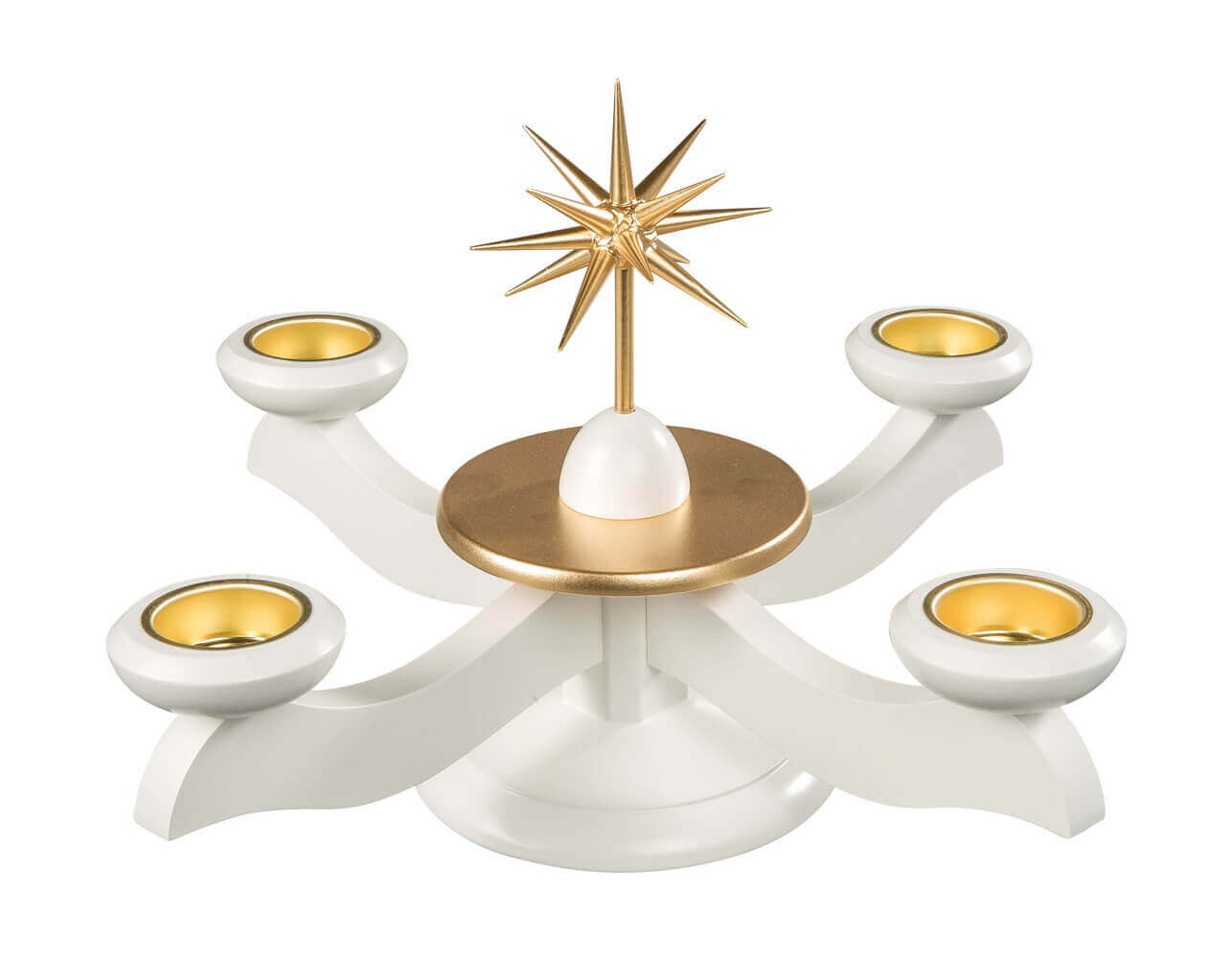 Adventsleuchter mit Weihnachtsstern, weiß/gold, für Teelichter von Albin Preißler