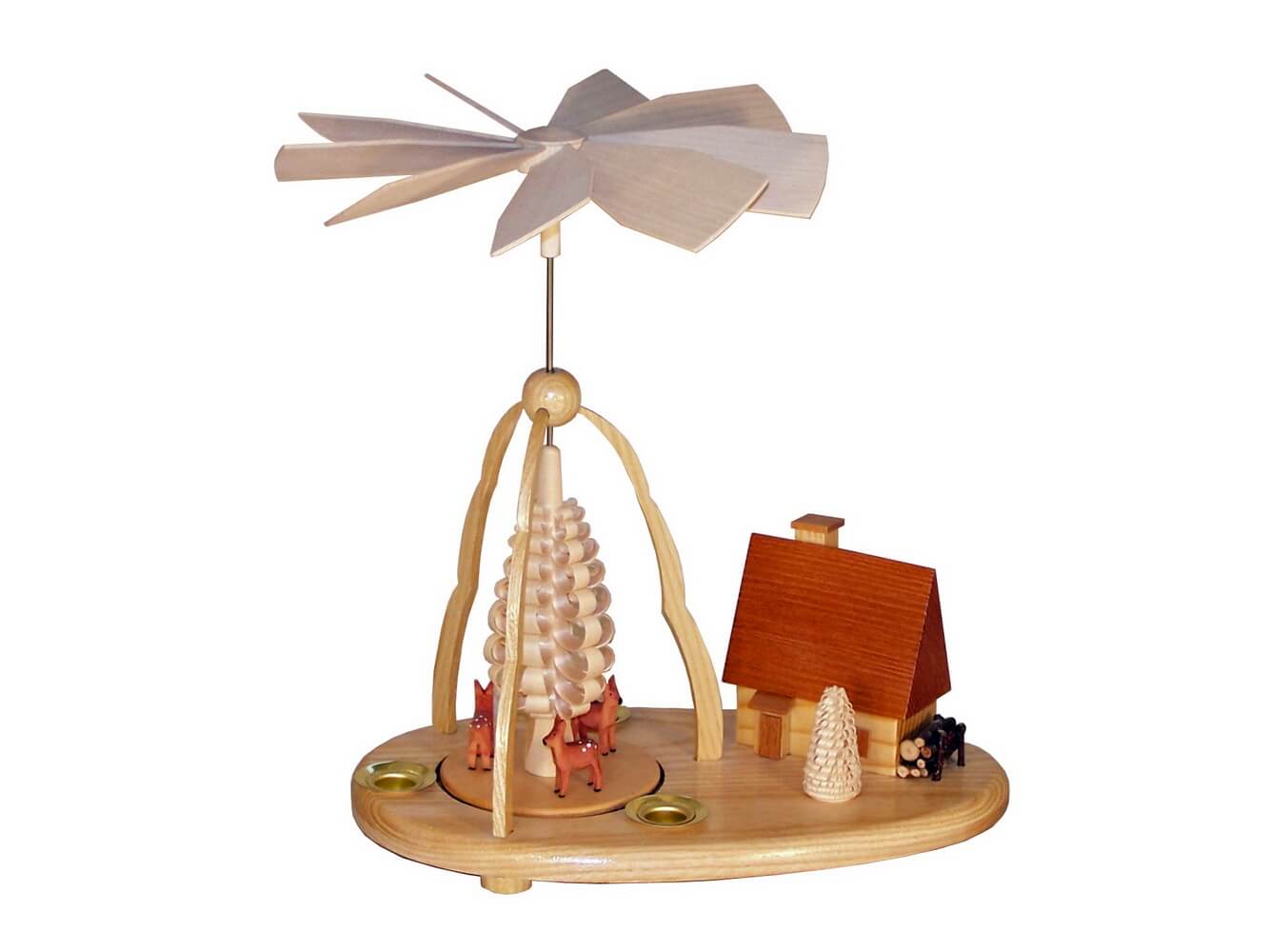 Weihnachstpyramide mit Rehe und Haus, 23 cm von Ralf Zenker