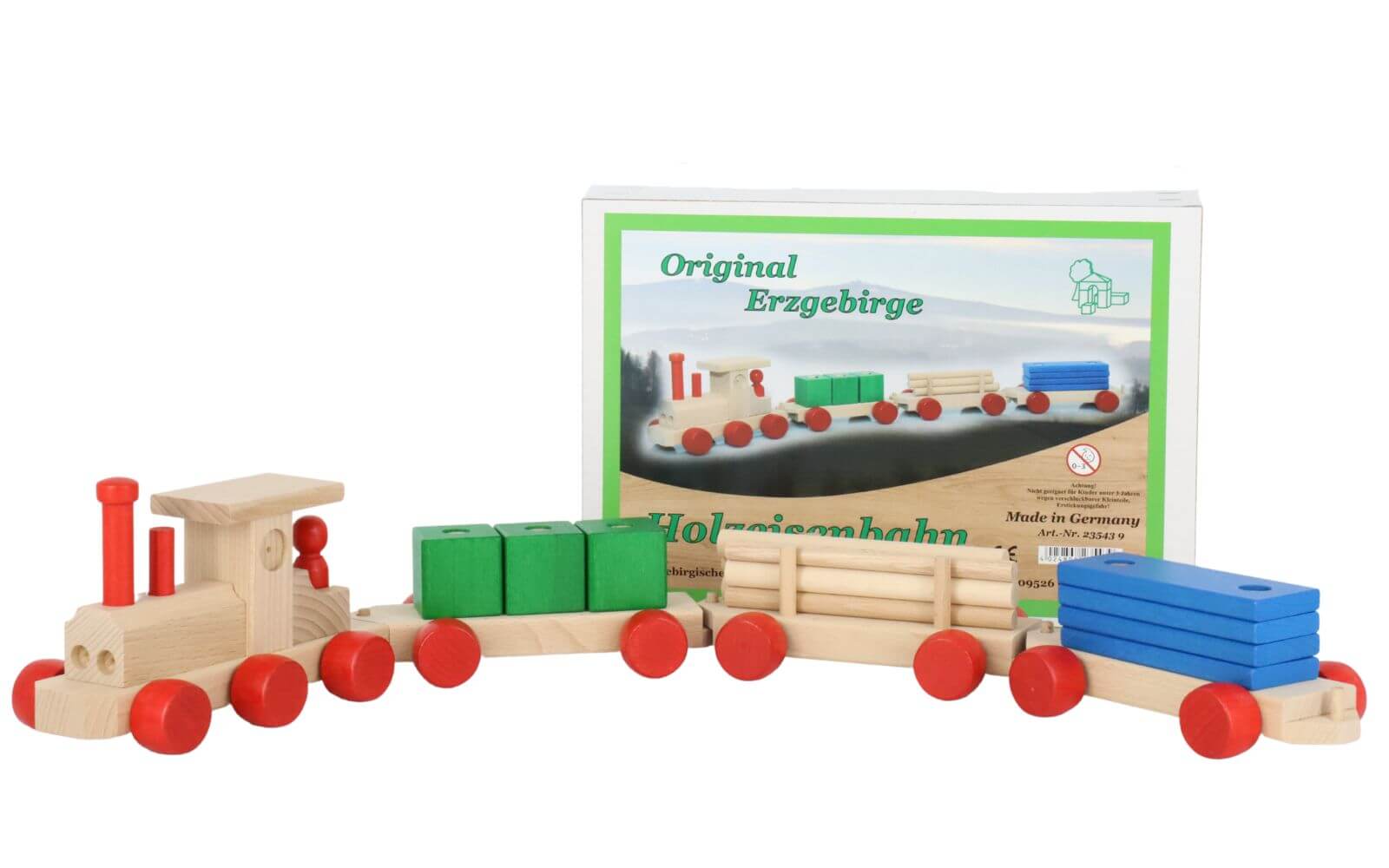 Holzeisenbahn, 75 cm farbig von Ebert GmbH