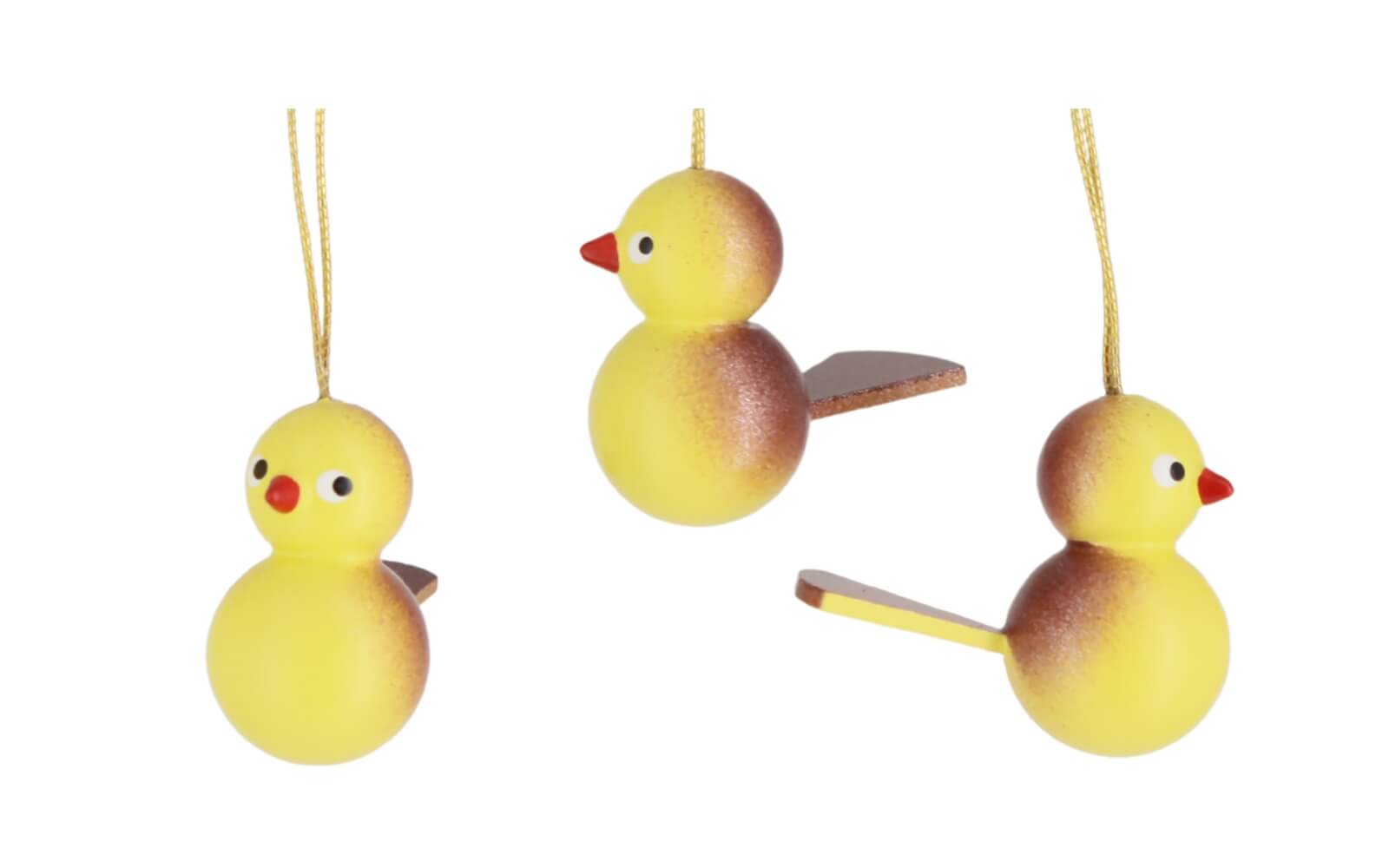 Vögel zum Hängen, 5 Stück, gelb/braun von SEIFFEN.COM_2