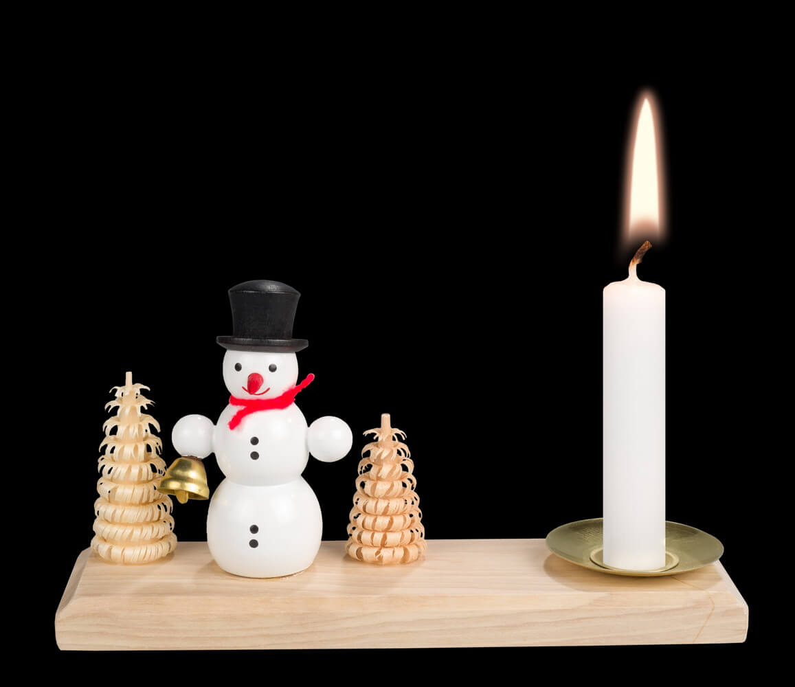 Kerzenhalter Schneemann mit Glocke, 14 cm von SEIFFEN.COM_1