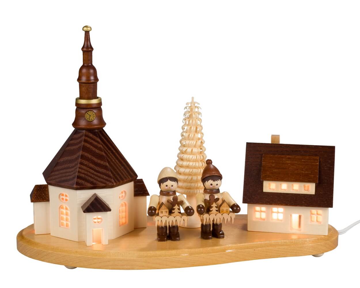 Sockel Seiffener Dorf mit 2 Striezelkindern von SEIFFEN.COM