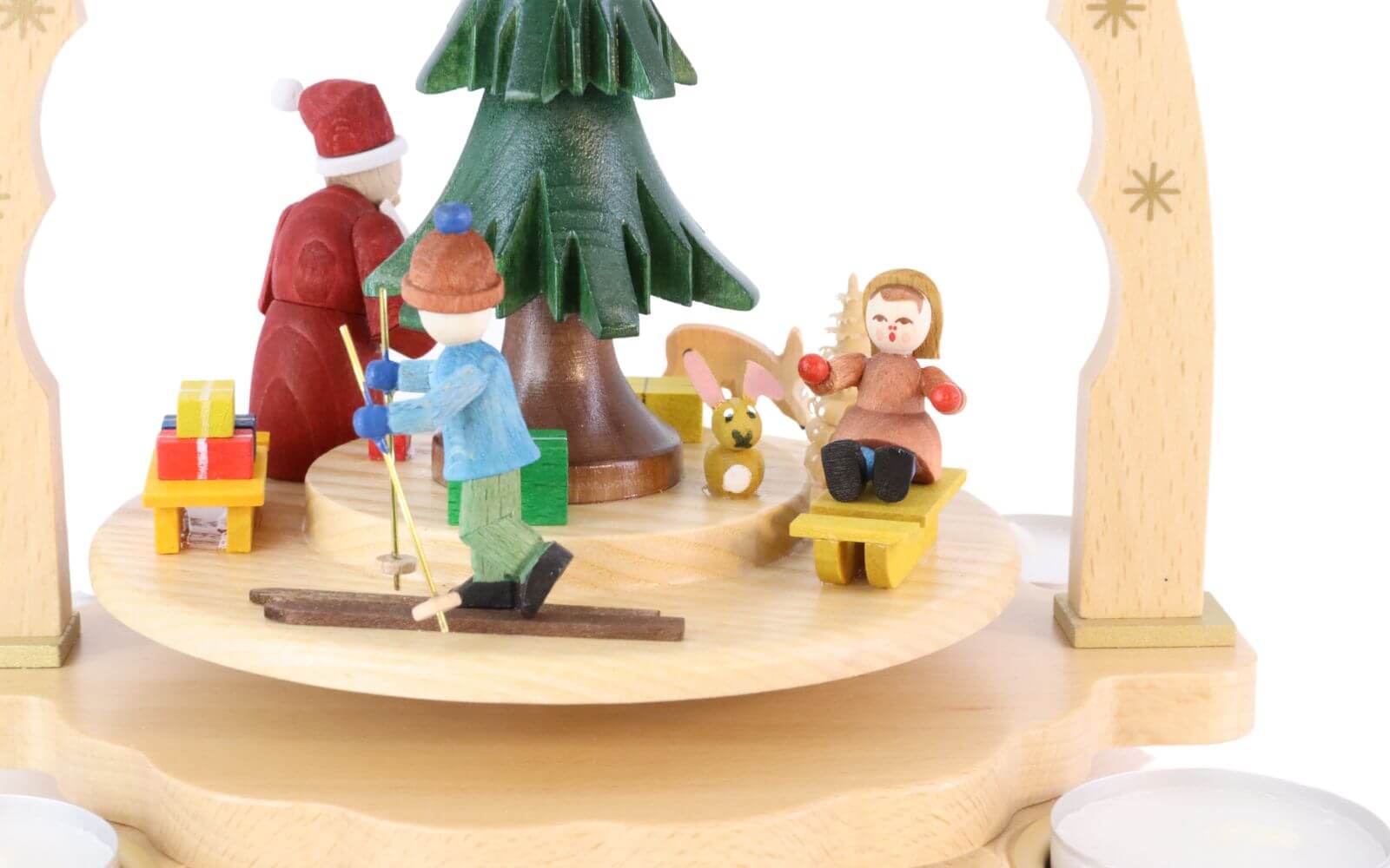 Weihnachtspyramide für Teelichte mit Bescherung, 27 cm, farbig von Richard Glässer_3