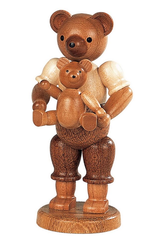 Miniatur Teddy - Vater mit Kind, natur von Müller Kleinkunst