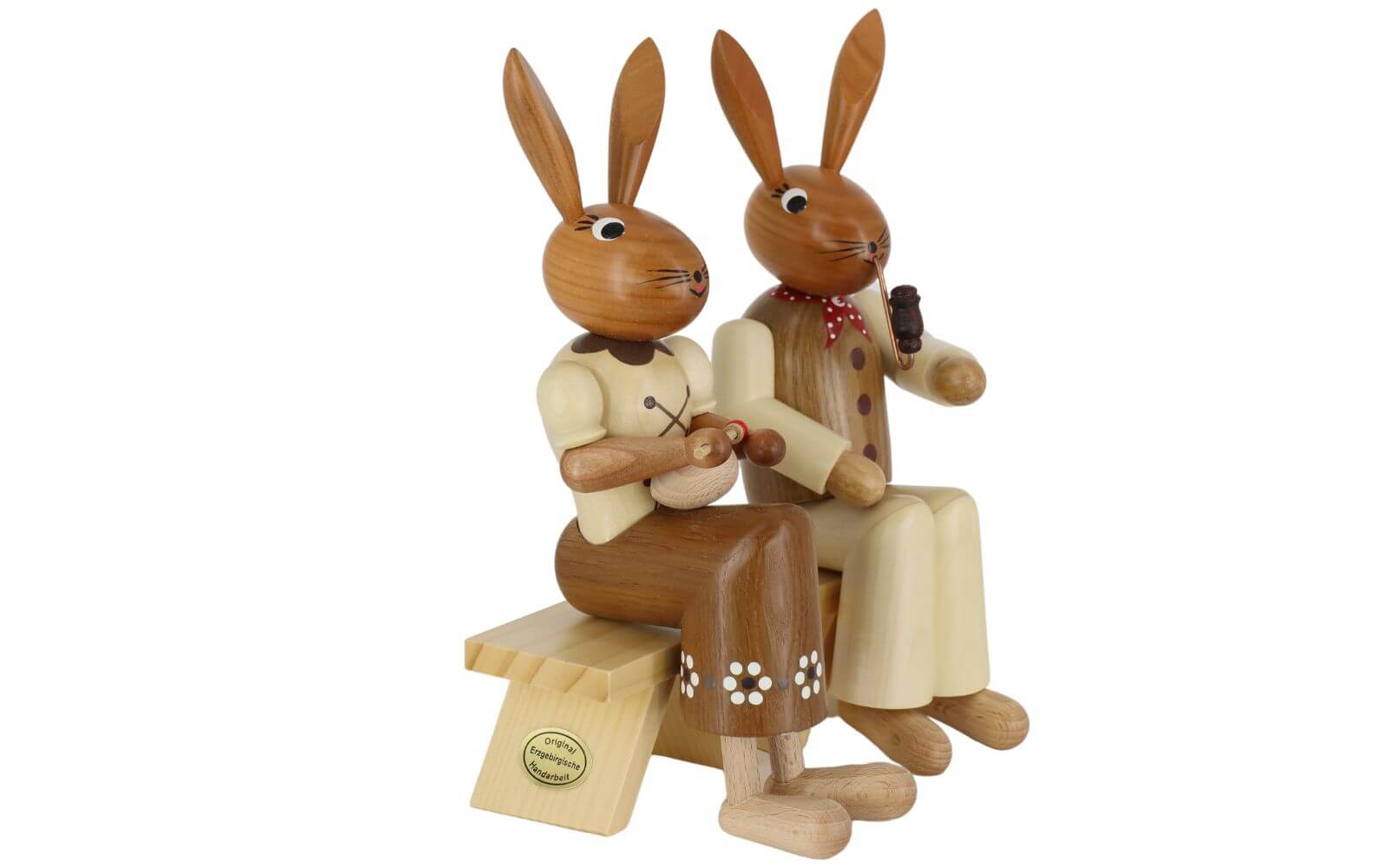 Osterhasenpaar auf Stühlen, 22 cm von SEIFFEN.COM_2