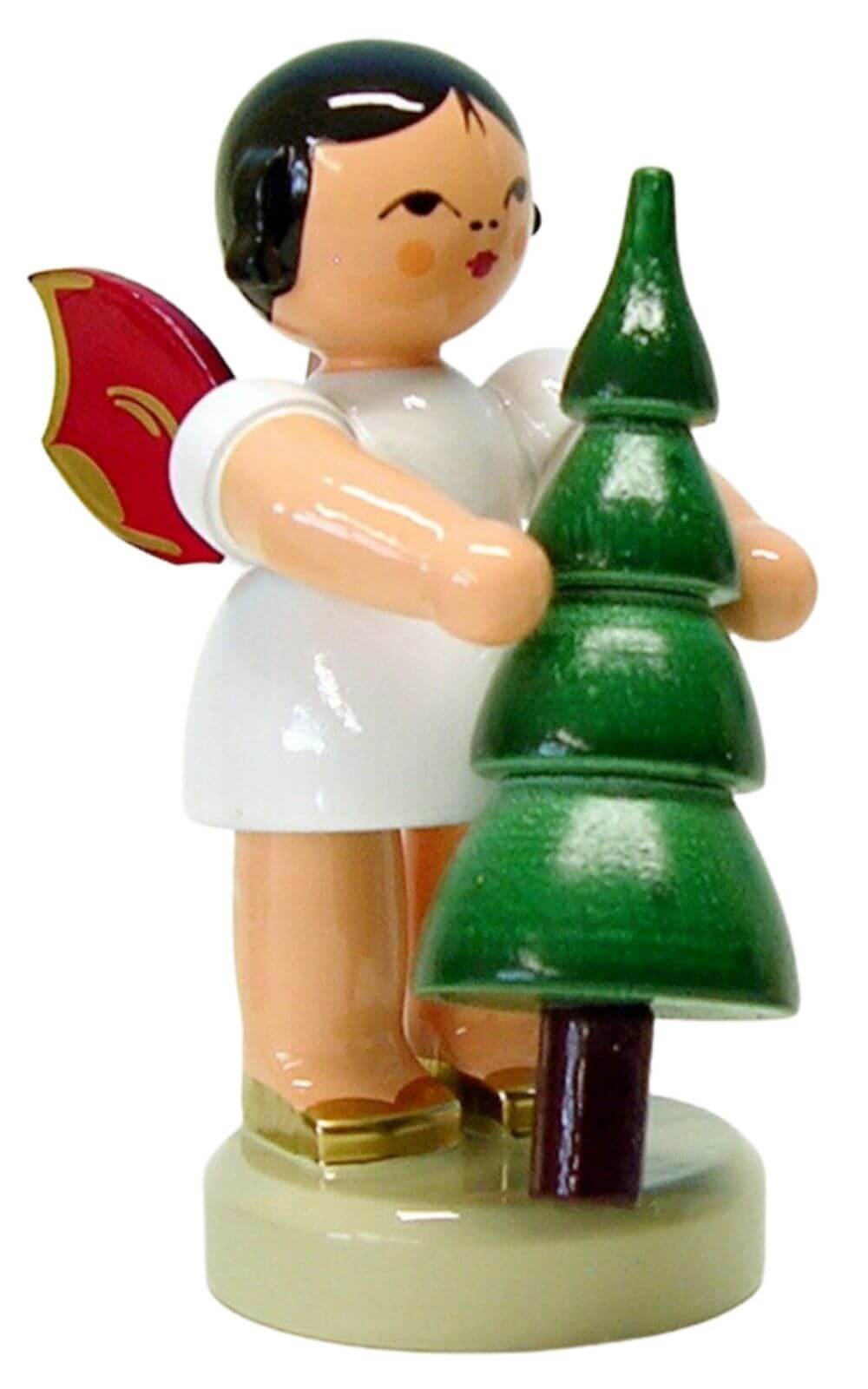 Weihnachtsengel mit Weihnachtsbaum und roten Flügeln von Figurenland Uhlig GmbH