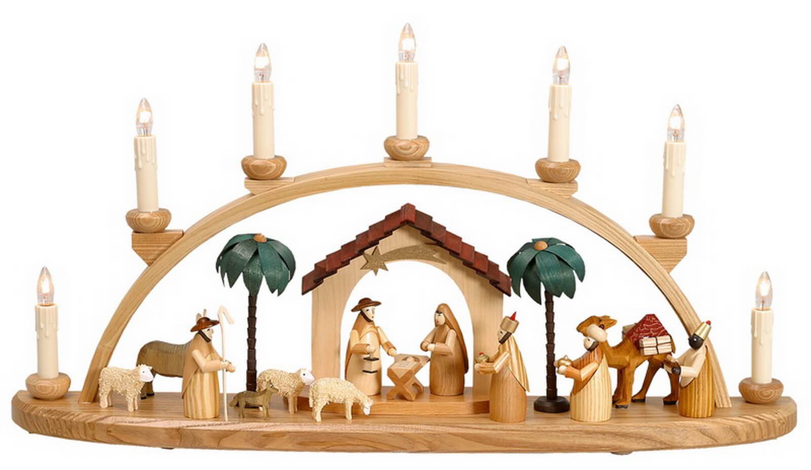 Schwibbogen Heilige Geschichte mit Krippenhaus, 60 cm von Theo Lorenz