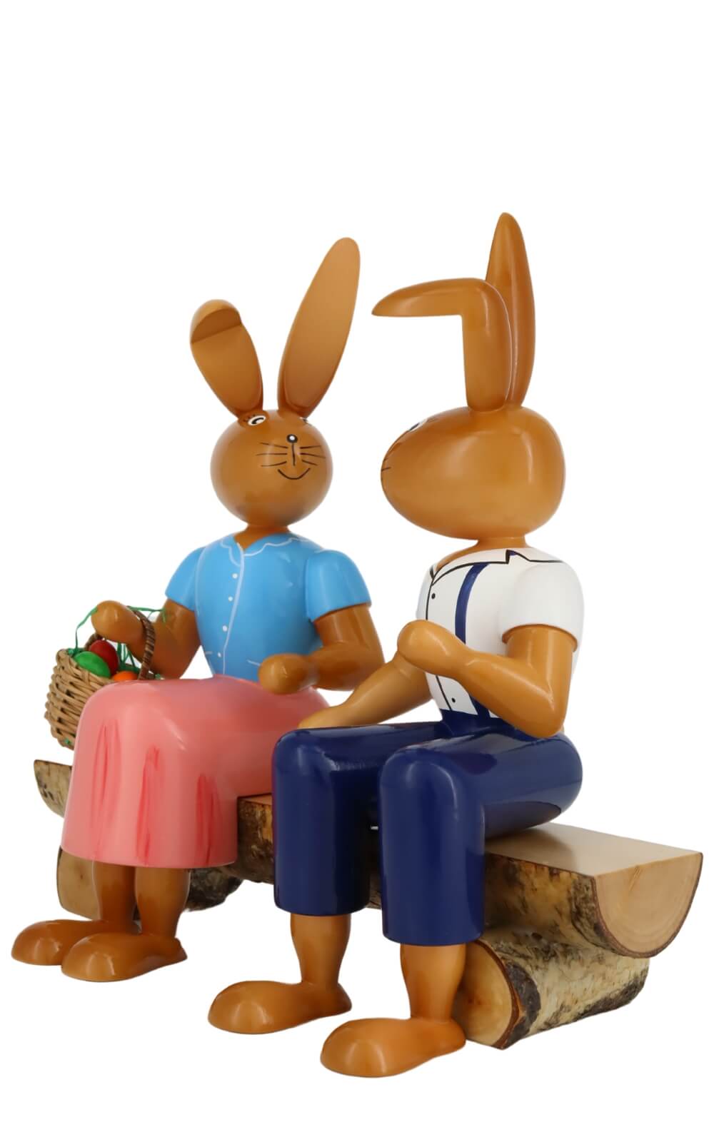 Osterhasenpaar auf Bank, 21 cm von Holzkunst Gahlenz_2