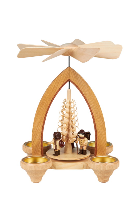 Weihnachtspyramide für Teelichte mit Waldleute, 26 cm von Heinz Lorenz