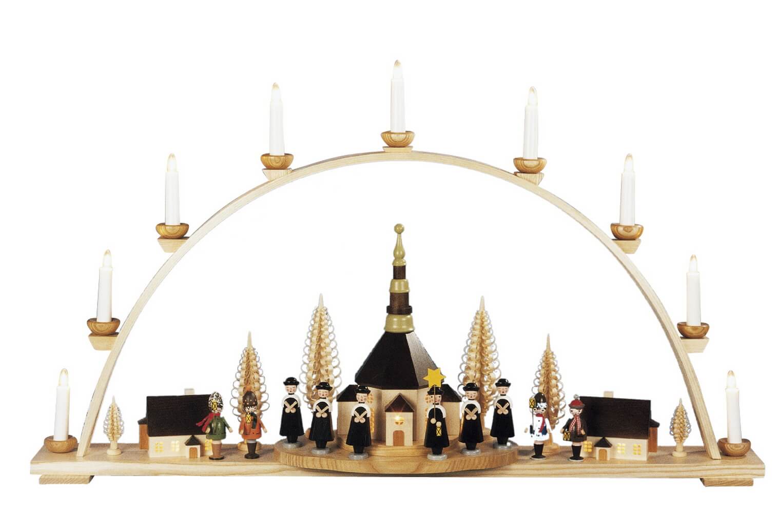 Schwibbogen Seiffener Kirche mit Kurrende, komplett beleuchtet, 97 cm von Knuth Neuber_Bild1