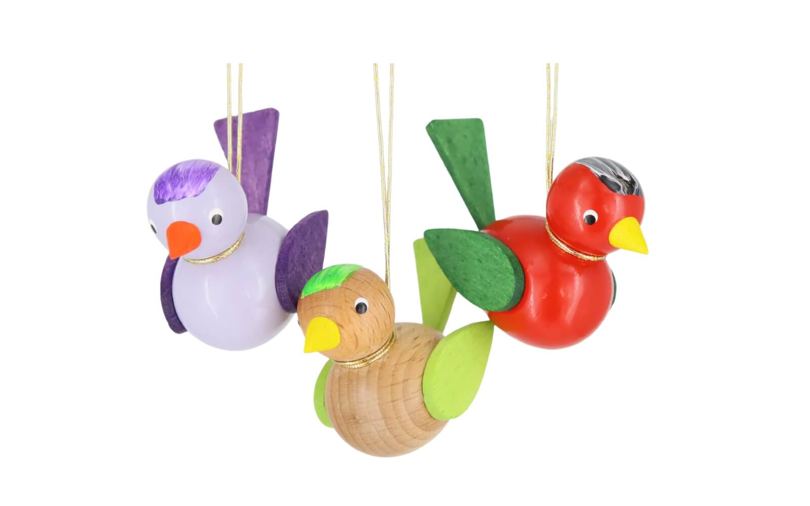 Vögel zum Hängen, 3 Stück, lila/rot/braun von SEIFFEN.COM_1