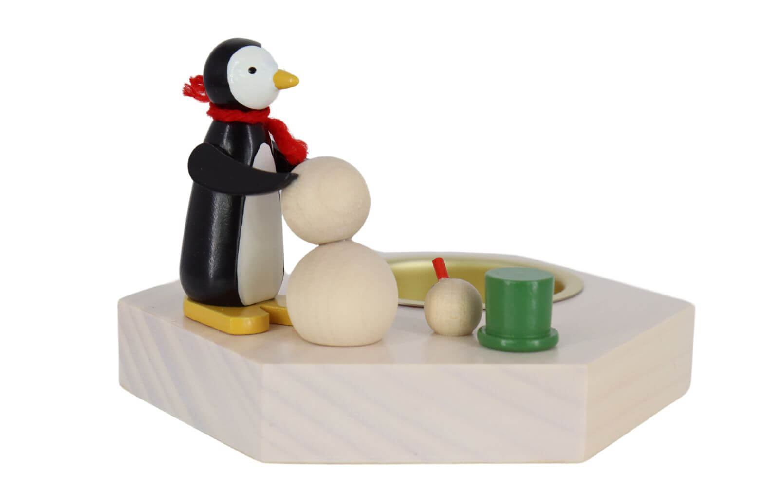 Kerzenhalter für Teelichter Pinguin mit Schneemann, 6 cm von Ralf Zenker_2
