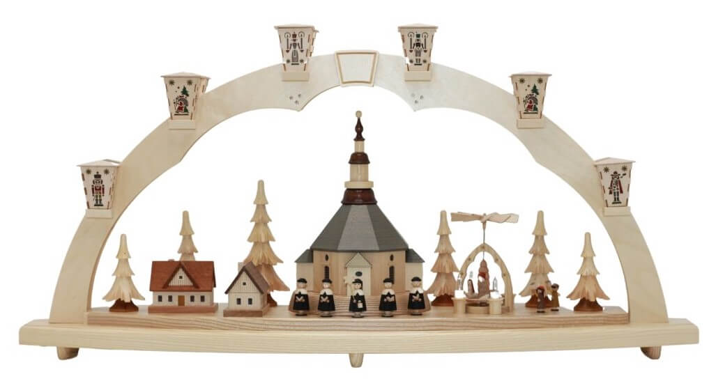 Schwibbogen Seiffener Kirche und Weihnachtspyramide, 80 cm von Richard Glässer_Bild2