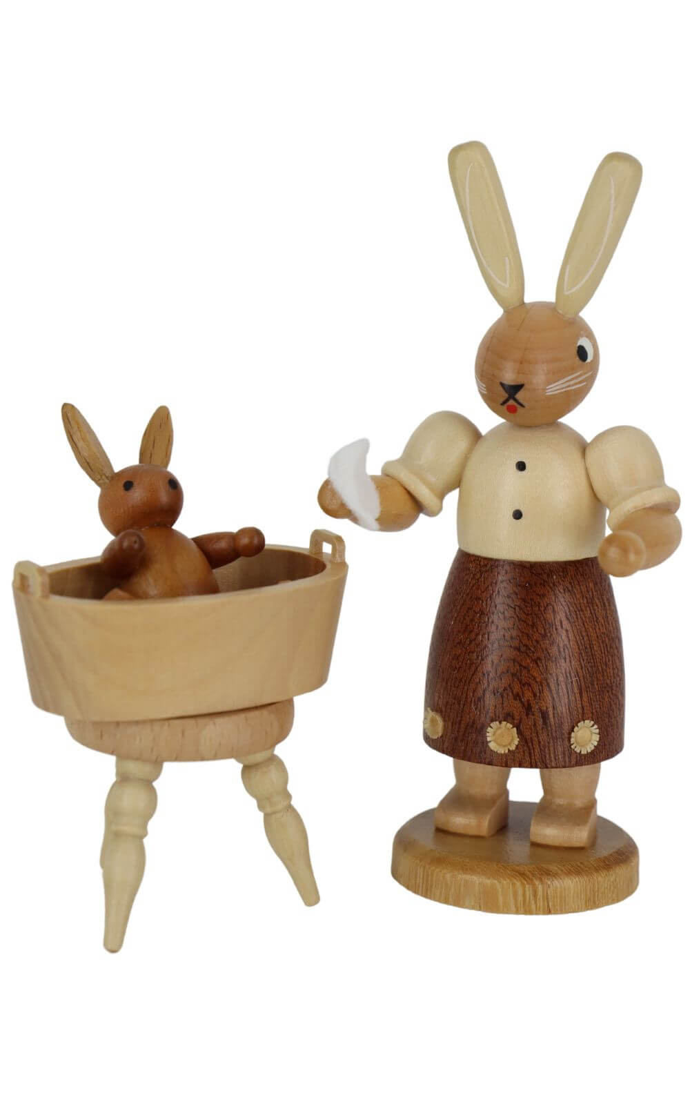 Osterhase Mutter mit badendem Kind natur von Müller Kleinkunst_1
