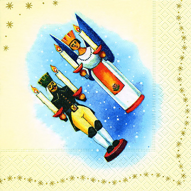 Weihnachtsservietten Motiv Engel und Bergmann