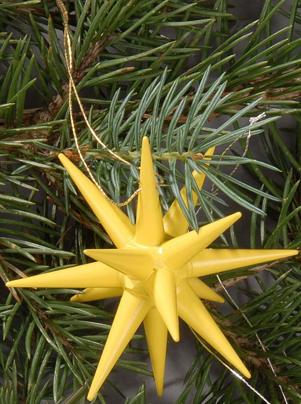Christbaumschmuck aus Holz, Weihnachtssterne gelb, 6-teilig von Albin Preißler_Bild2
