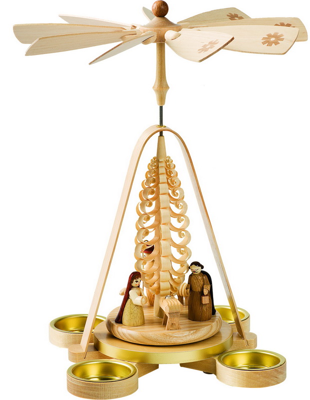 Weihnachtspyramide mit Christi Geburt, Teelicht, 28 cm von Richard Glässer_Bild1