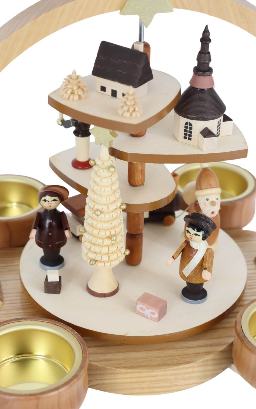 Weihnachtspyramide mit Seiffener Motiv für Teelichte, 22 cm, natur von Knuth Neuber_6