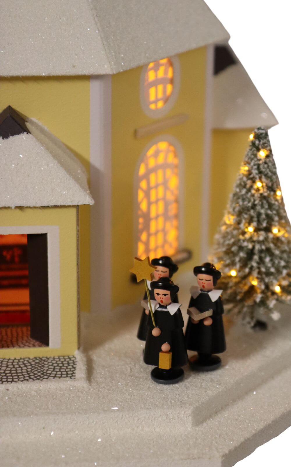 LED Lichterhaus Seiffener Kirche mit beleuchtetem Weihnachtsbaum, 43 cm von Birgit Uhlig_3