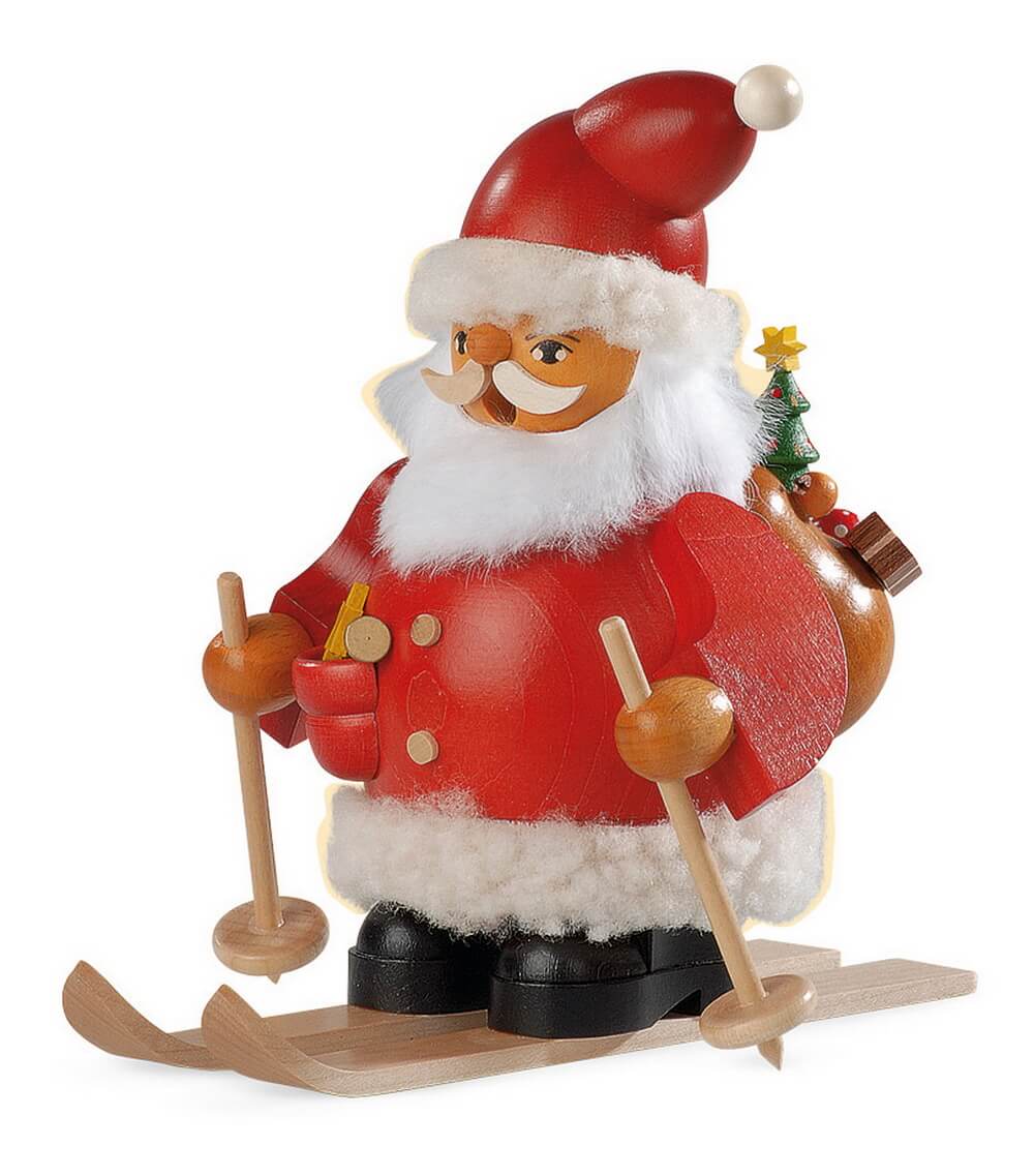 Räuchermännchen Weihnachtsmann auf Ski von Müller Kleinkunst