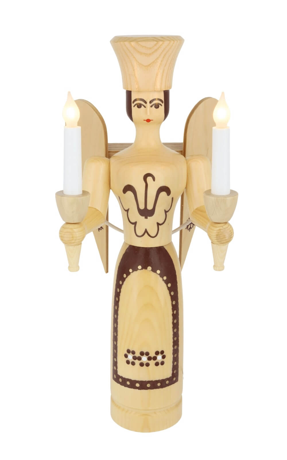 Weihnachtsengel aus Holz, 50 cm, natur, elektrisch beleuchtet von SEIFFEN.COM_1