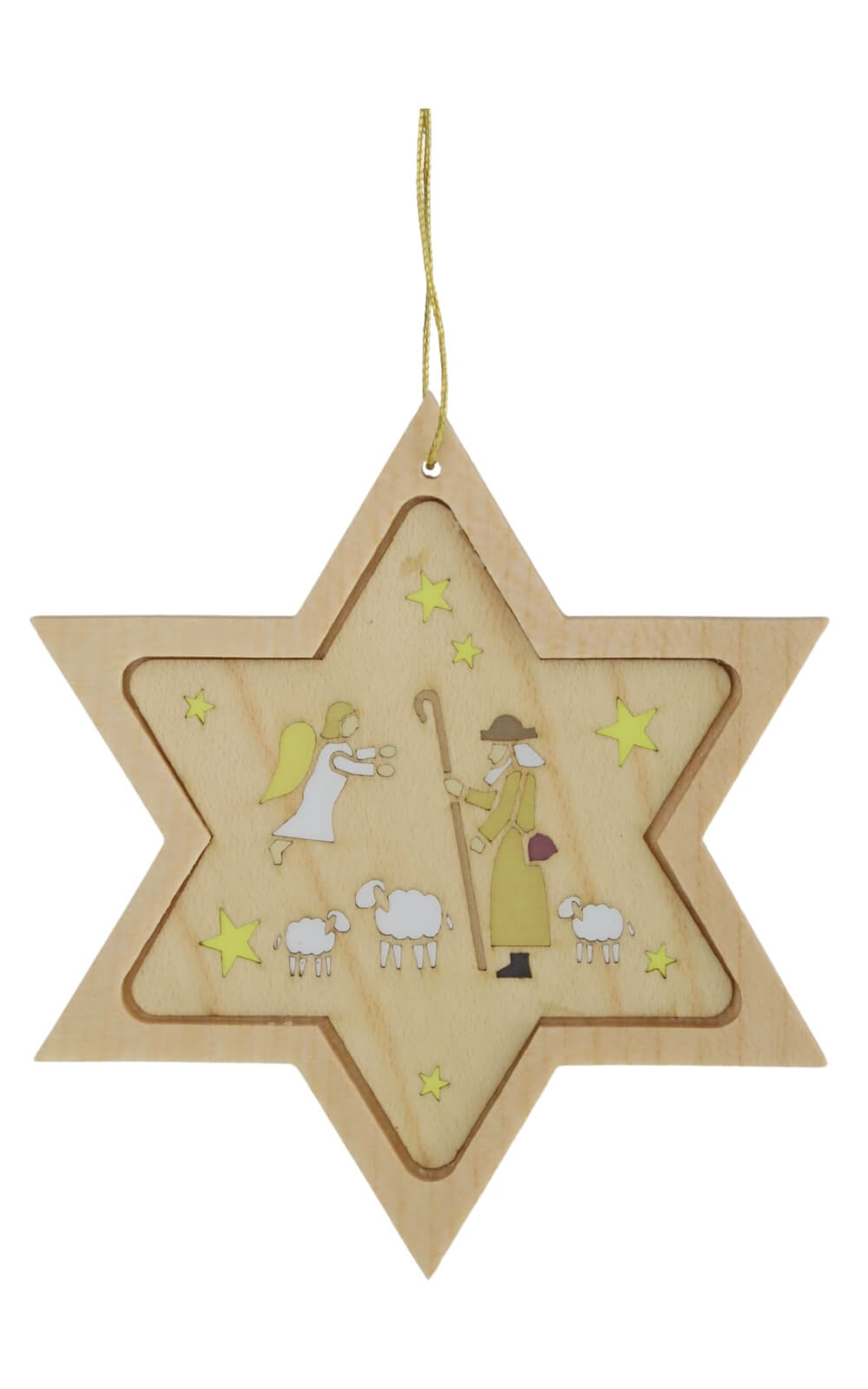 Christbaumschmuck Stern mit Diaphanbild Hirte von Richard Glässer_1