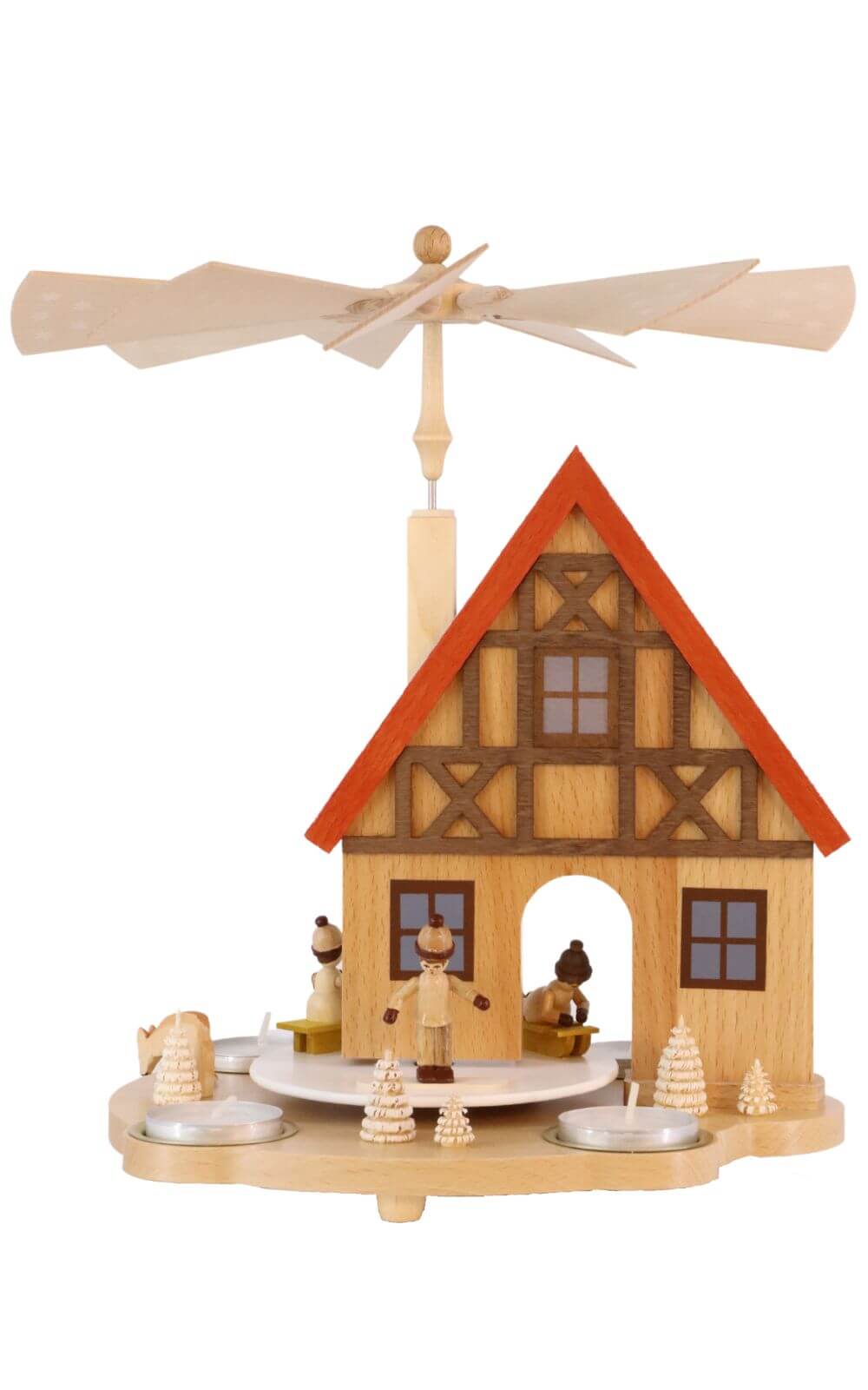 Weihnachtspyramide Haus mit Winterkinder, 29 cm von Richard Glässer_2