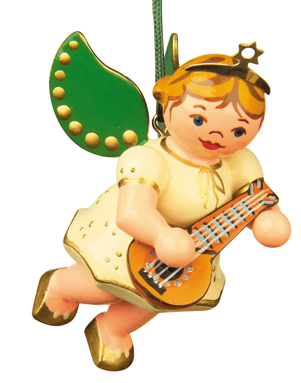 Christbaumschmuck Weihnachtsengel mit Mandoline, 6 cm, farbig von Hubrig Volkskunst