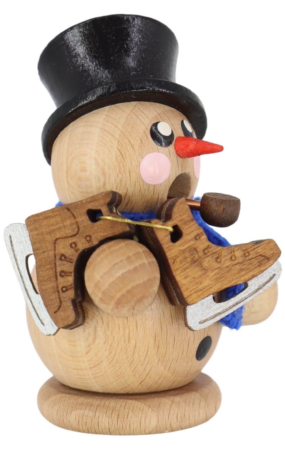 Räuchermann Schneemann mit Schlittschuh, 8 cm, natur von Gerd Hofmann_2