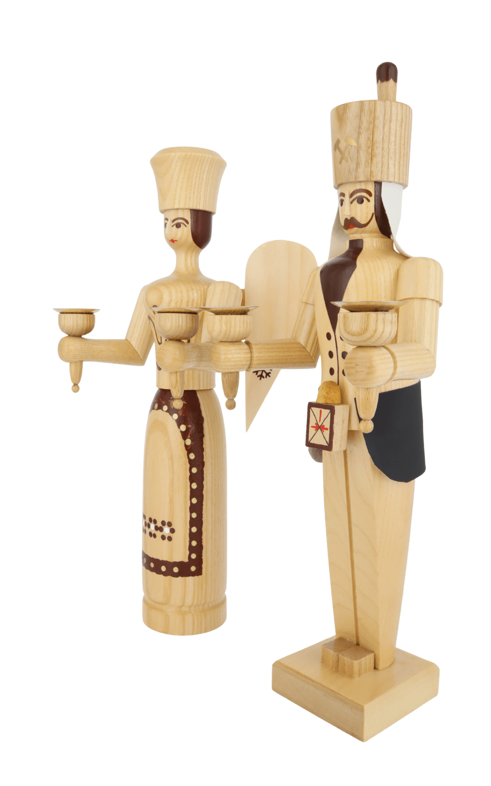 Engel und Bergmann, 38 cm, natur für Wachskerzen von SEIFFEN.COM