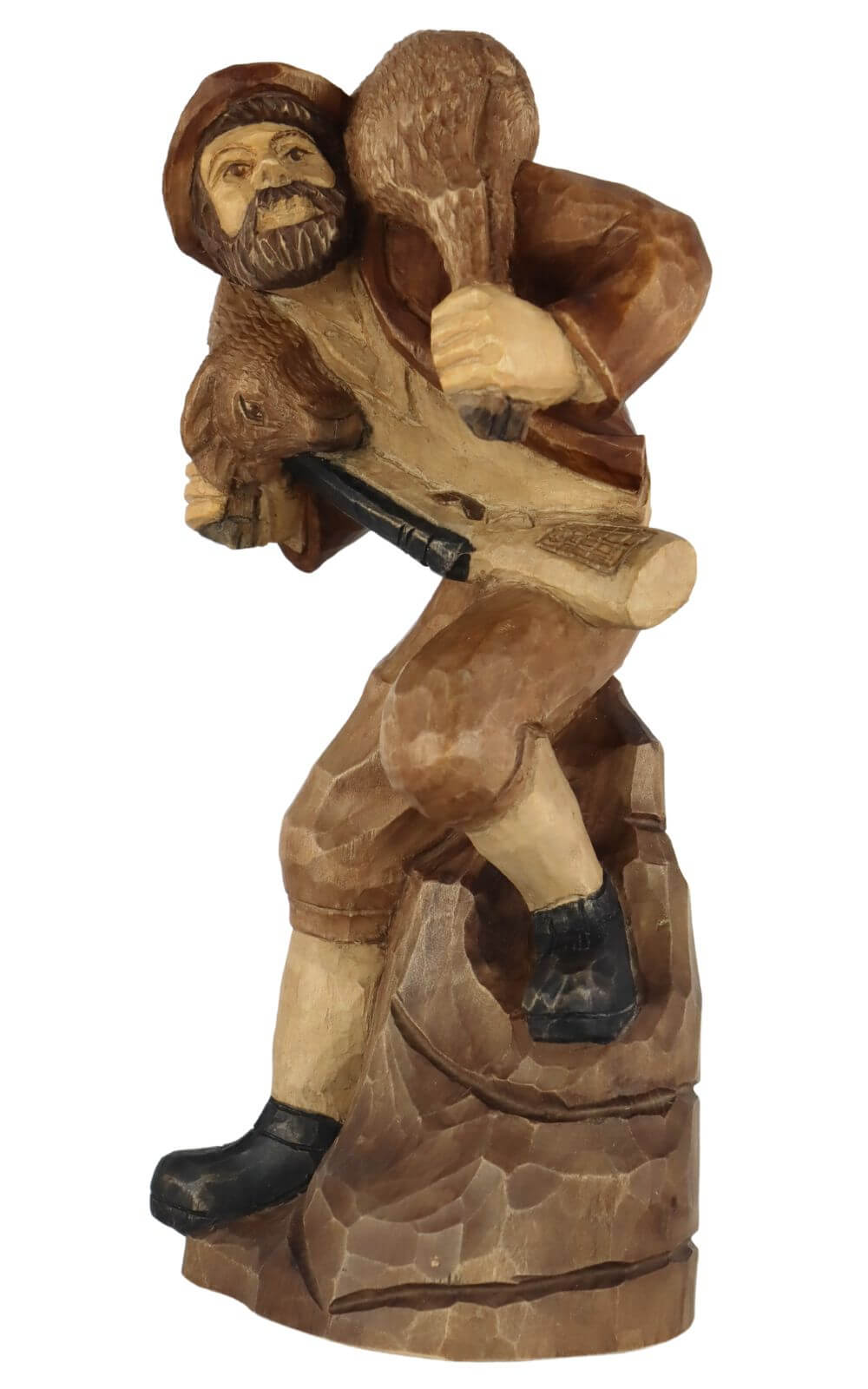 Wilderer mit Reh, geschnitzt, gebeizt, 16 cm von Schnitzkunst aus dem Erzgebirge_1