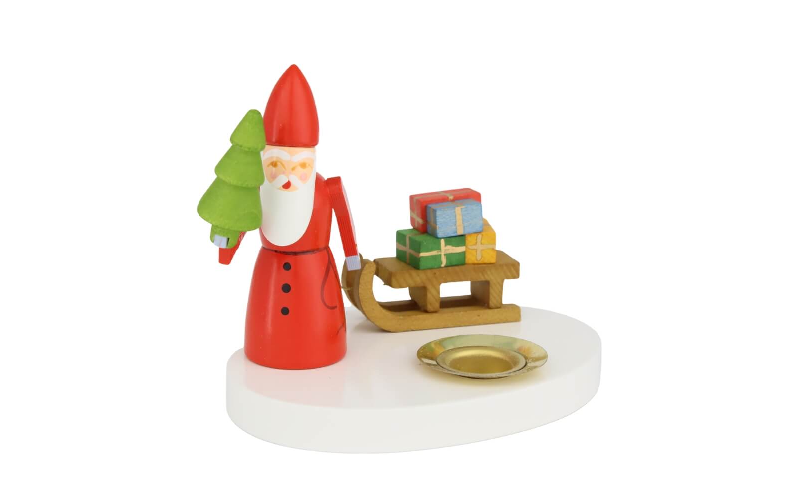 Kerzenhalter Weihnachtsmann mit Schlitten, farbig, 8 cm von Ralf Zenker