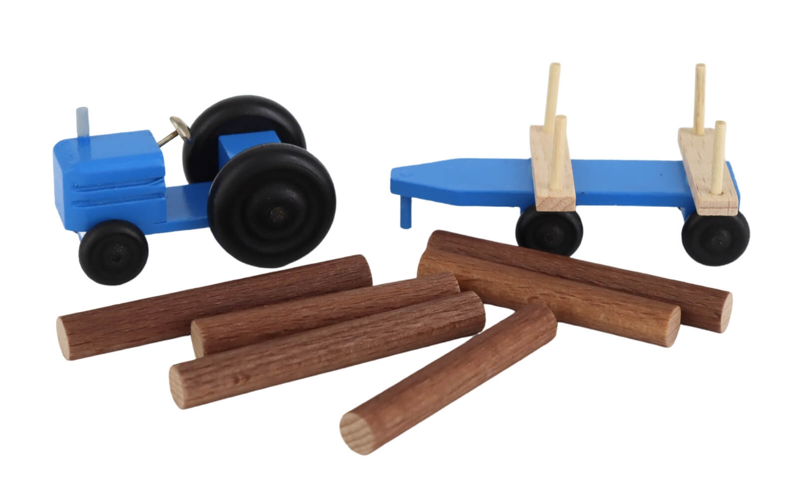 Holzspielzeug Traktor mit Anhänger Rundholz, farbig von Robbi Weber_3