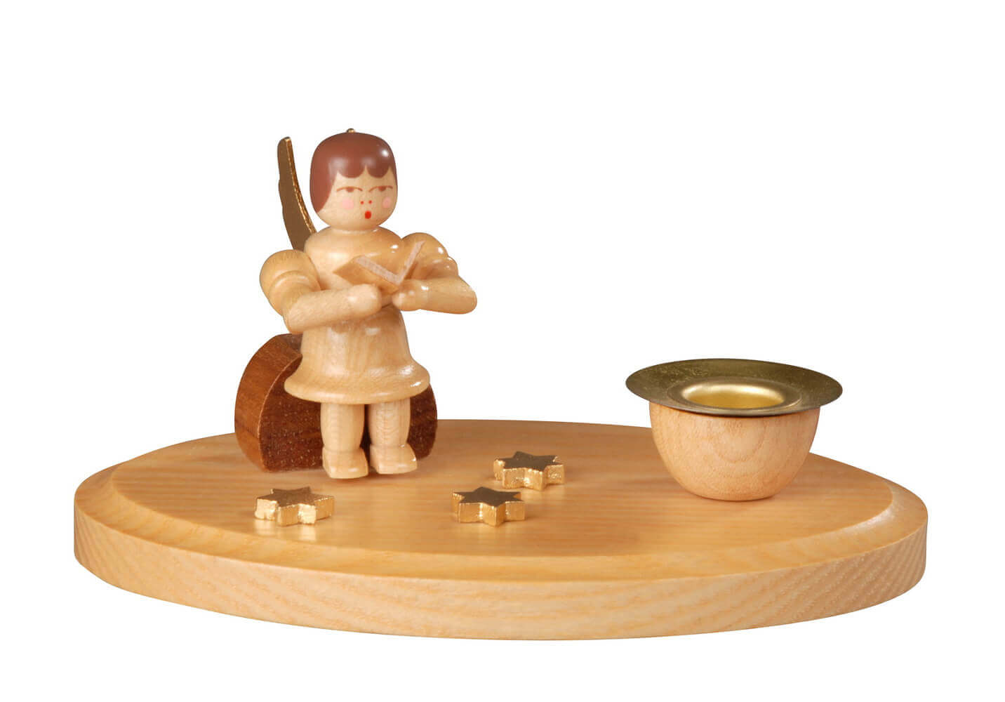 Kerzenhalter sitzender Engel mit Gesangbuch, natur, 11 cm von Albin Preißler