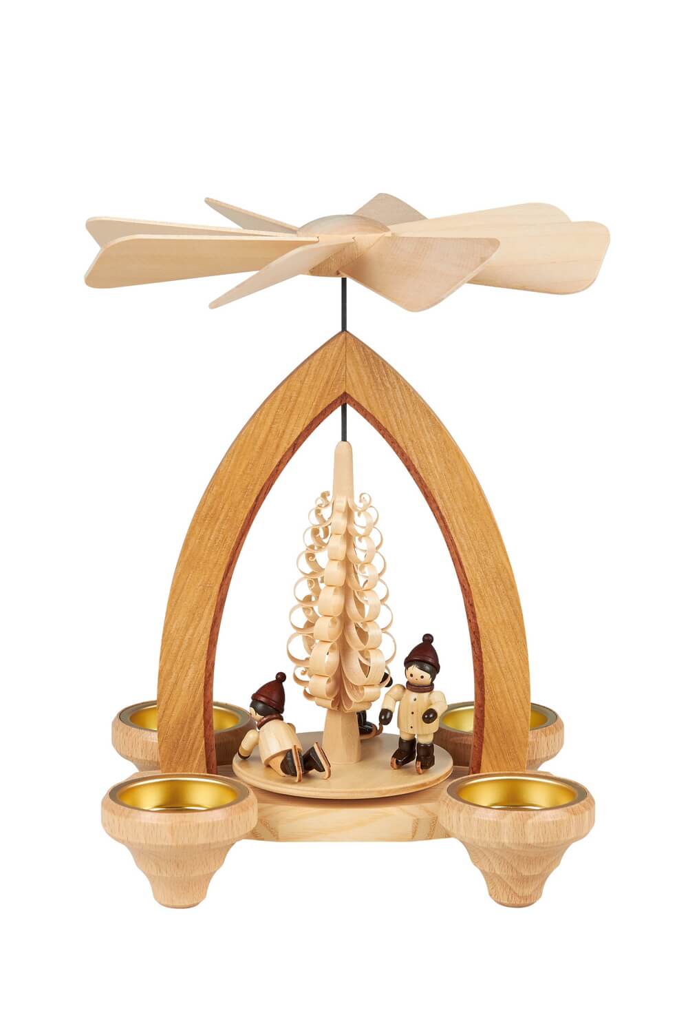 Weihnachtspyramide für Teelichte Eisläufer, 26 cm, natur von Heinz Lorenz