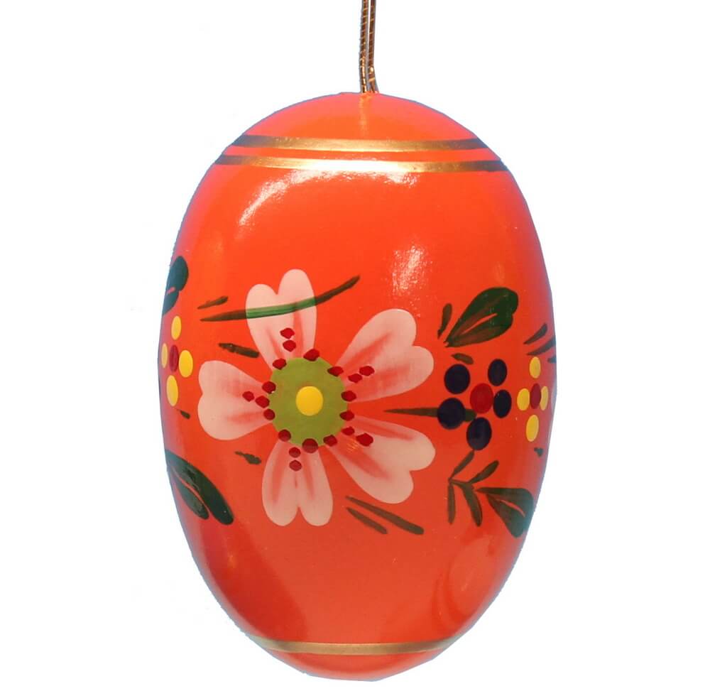 Osterei orange mit Blumen von Figurenland Uhlig GmbH