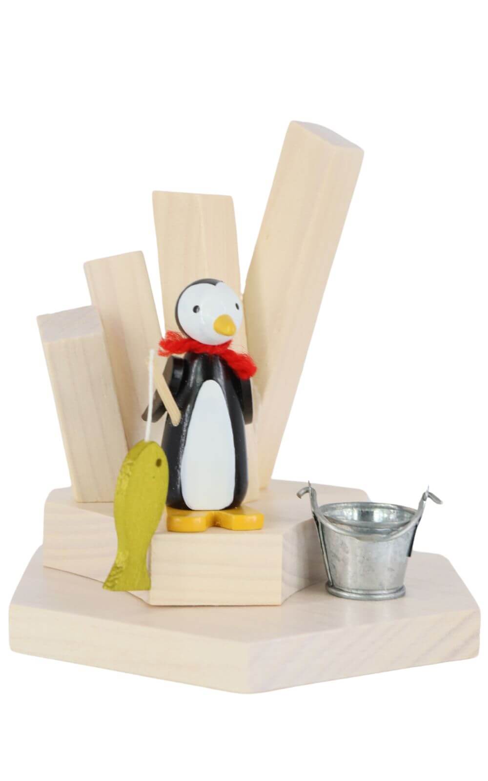Miniatur Pinguin mit Angel, 9 cm, farbig von Ralf Zenker_1