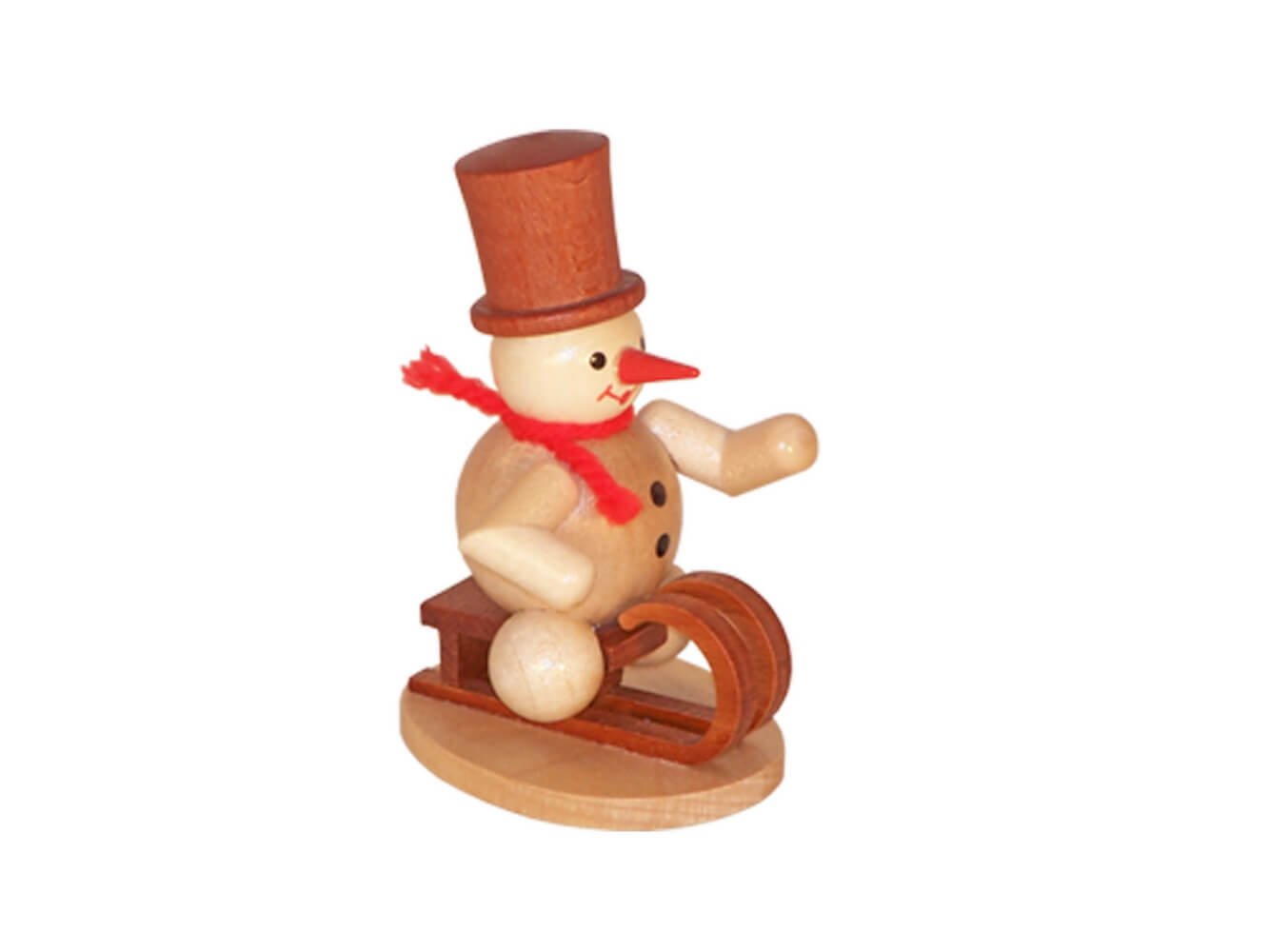 Miniatur Schneemann Schlittenfahrer, natur, 8 cm von Ralf Zenker