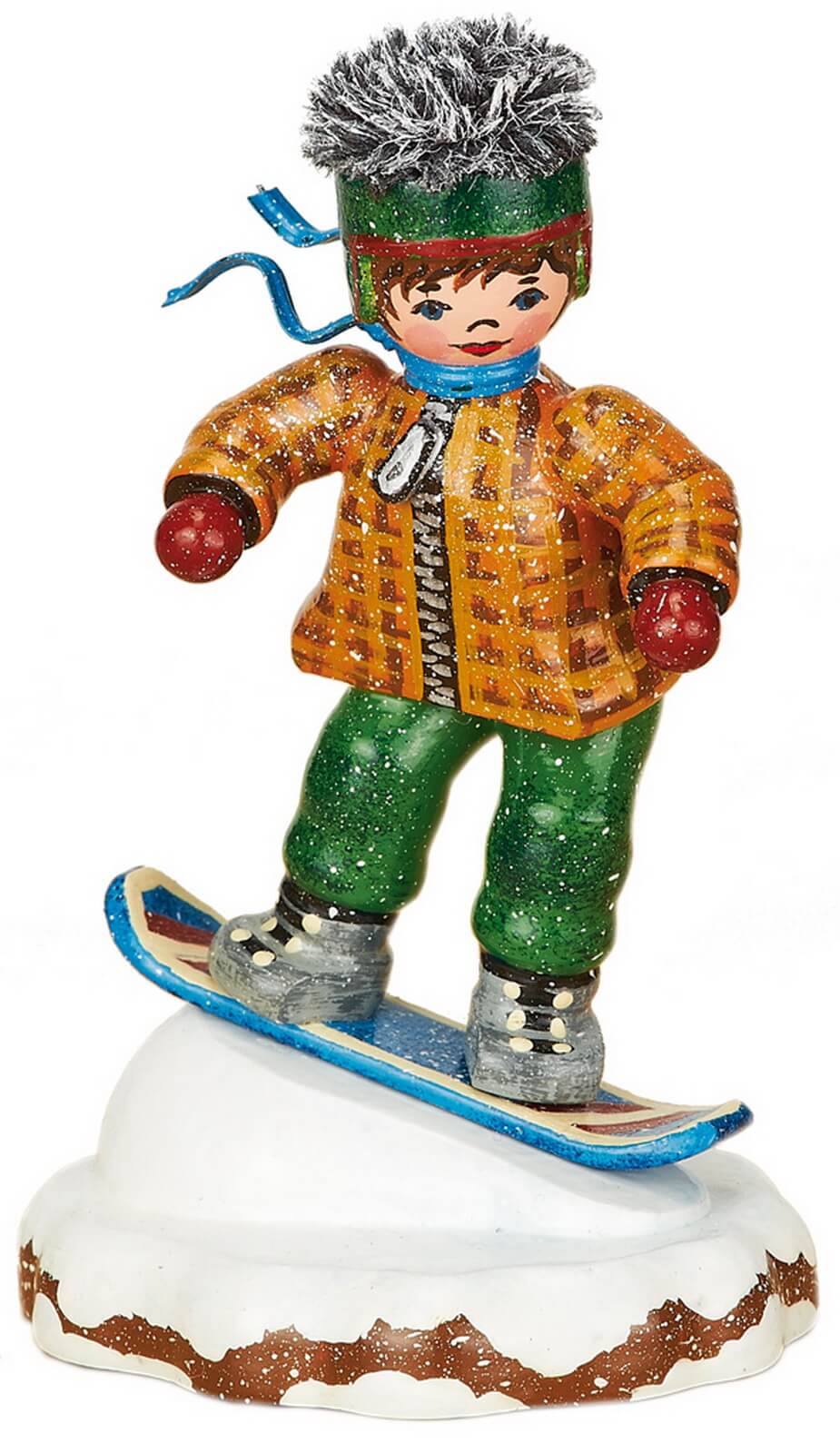 Miniatur Winterkind Snowboardfahrer von Hubrig Volkskunst
