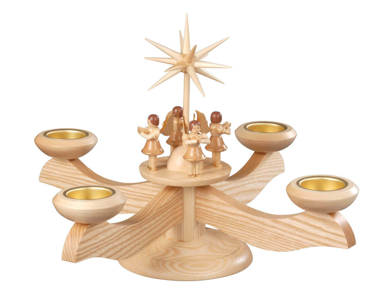 Adventsleuchter für Teelichte mit Engelchor, 26 cm, natur von Albin Preißler