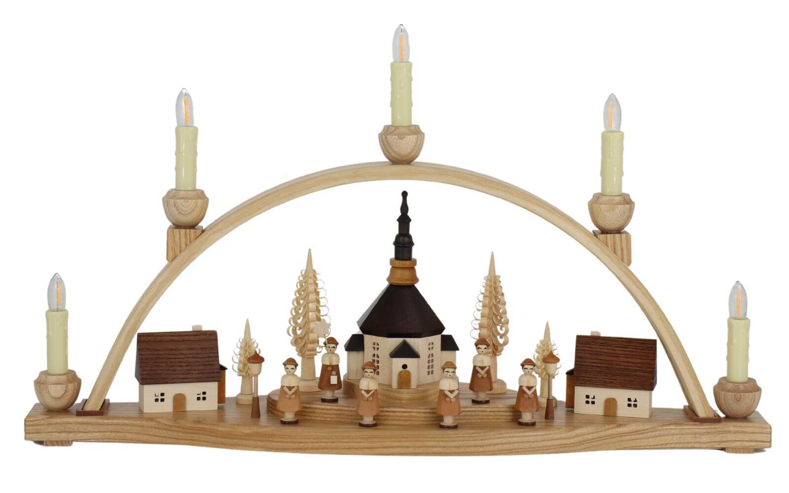LED Schwibbogen Seiffener Kirche mit beleuchteten Häusern, 54 cm von Knuth Neuber_2