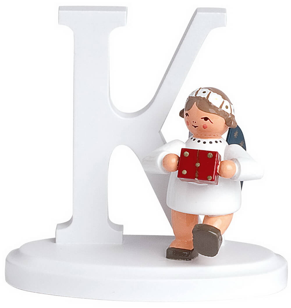 Miniatur Weihnachtsengel mit dem Buchstaben K, 7 cm von KWO